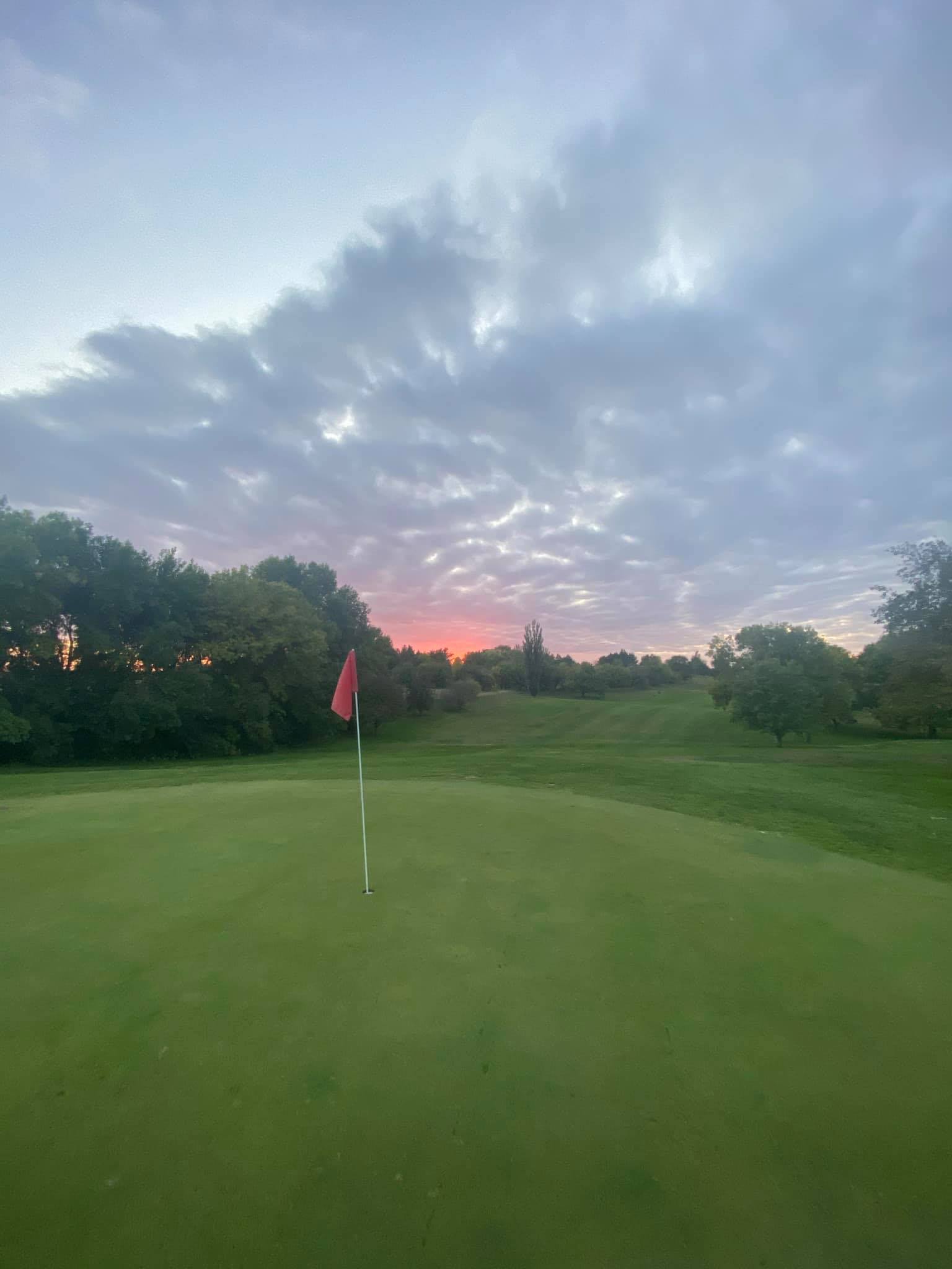golf course at sunset